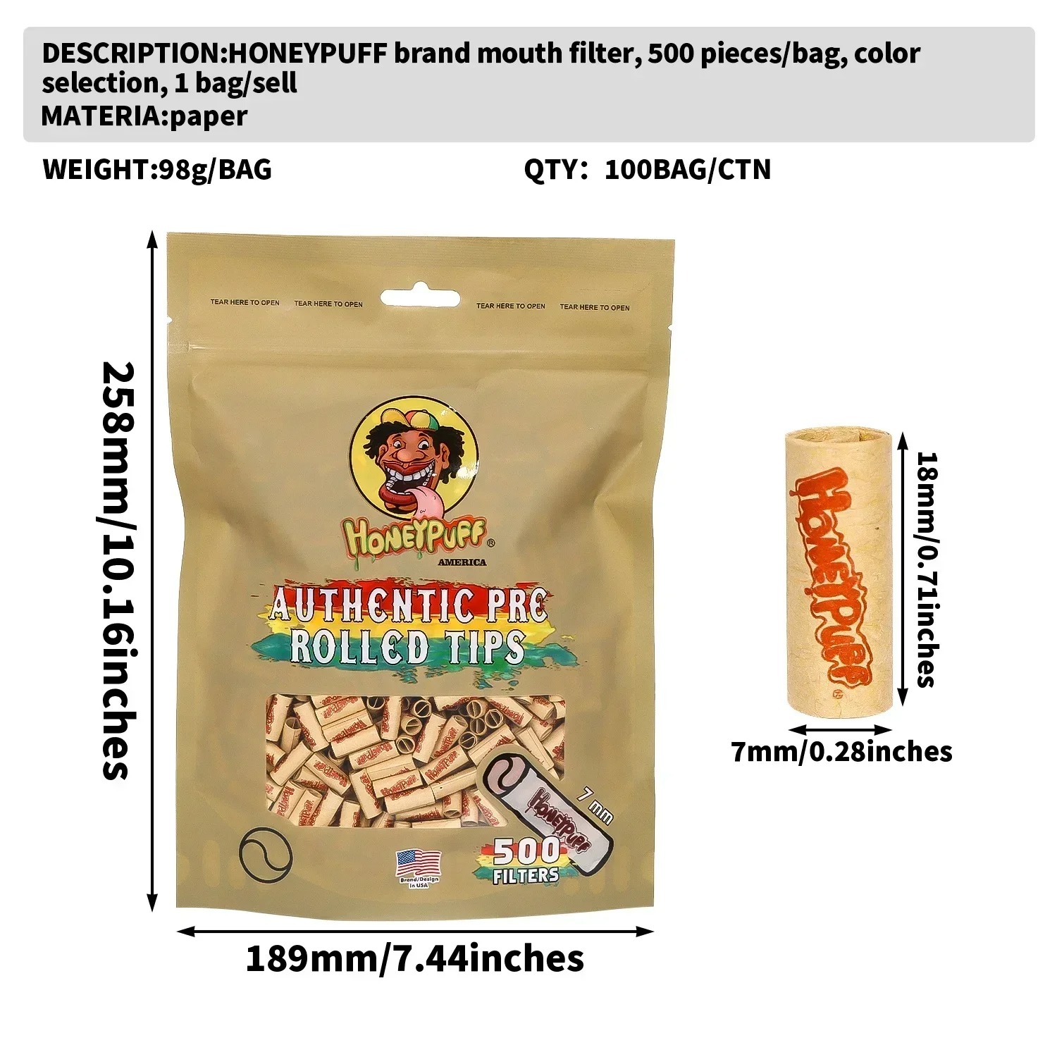 500Pcs/Lot Natural Unrefined P - Smoking & Vaping Accessories recension och pris